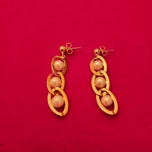 Avon Vintage Signed Gold Plated Pearl Dangle Earrings